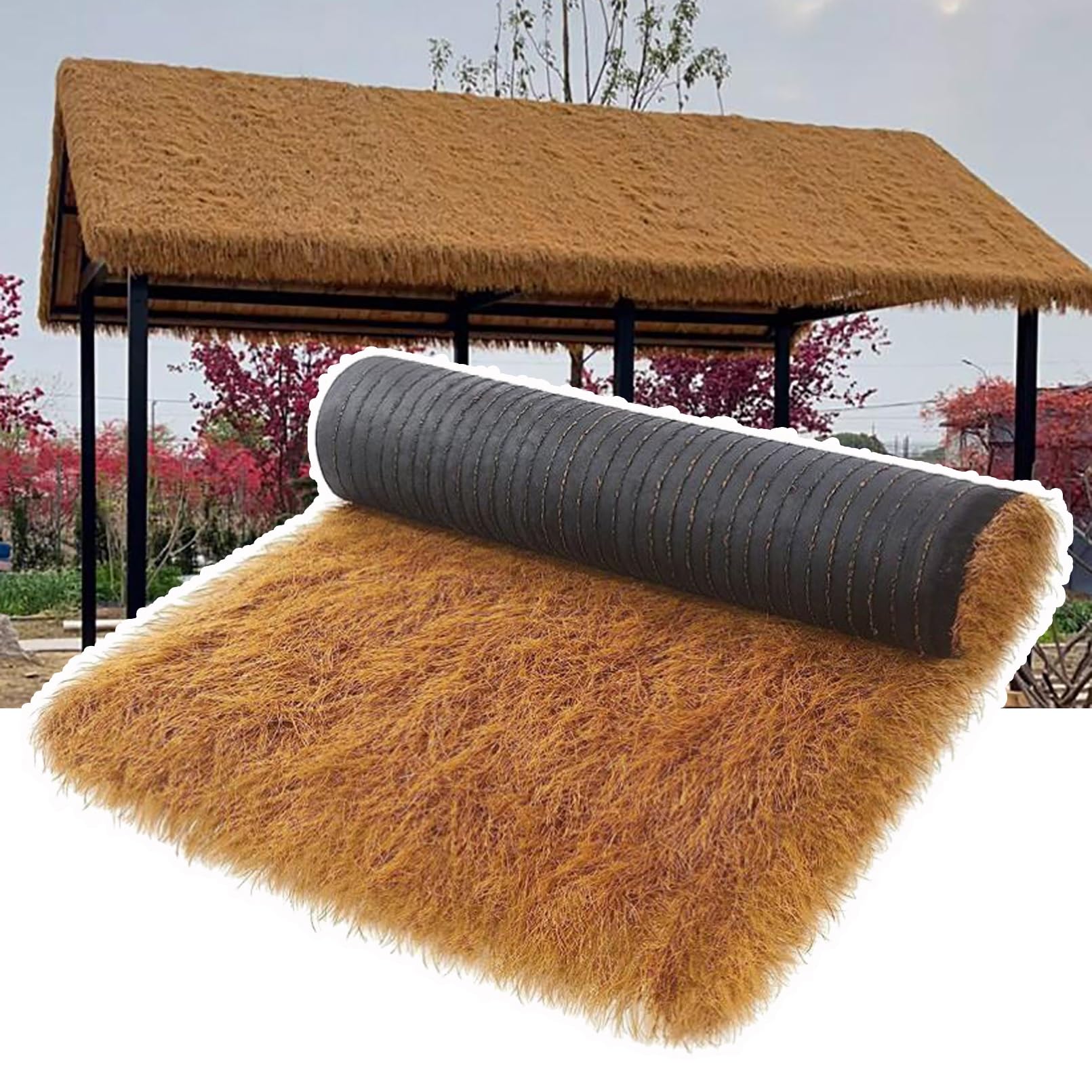 藁葺き屋根の家型器局 [B30955] Amazon.co.jp: 屋根茅葺 わら屋根の茅葺き 人工 人工芝 ロール 茅葺き