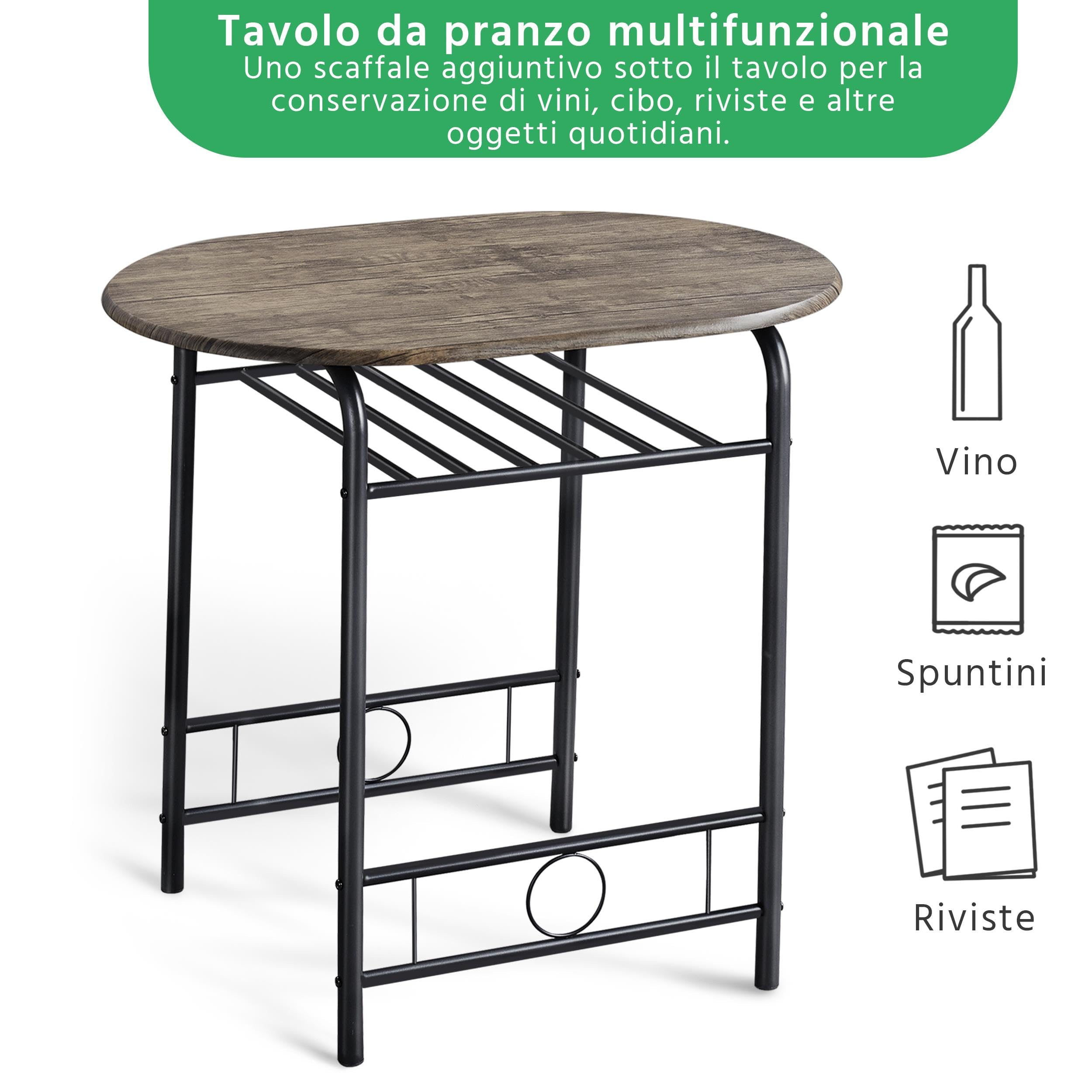 Yaheetech Ensemble Salon de Jardin 3 Pièces Table à Manger avec Porte-Bouteilles Cadre en Acier Effet Bois Gain de Place Meubles d'extérieur pour Balcon Petit Espace Terrasse Jardin Brun Clair