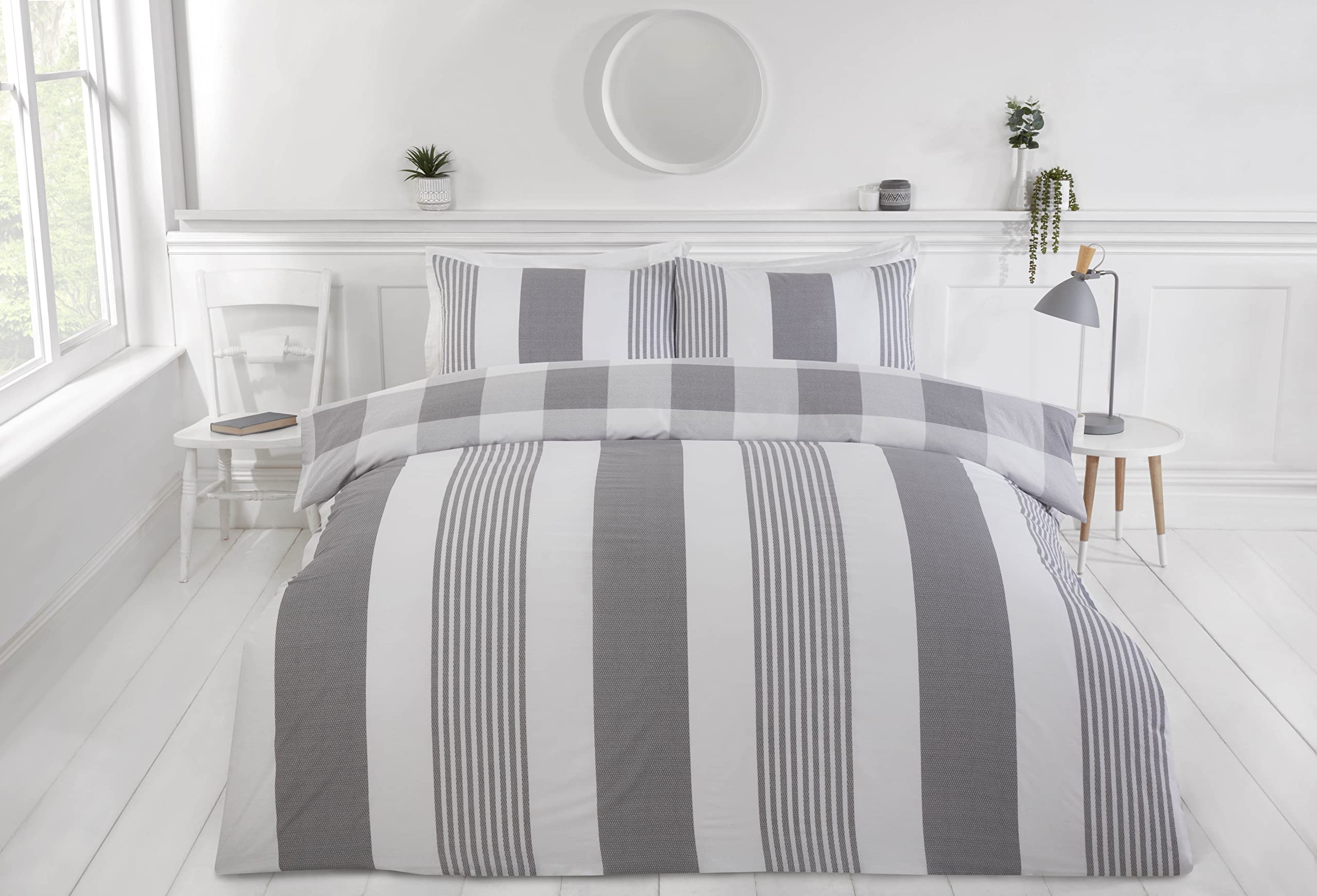 Rapport Home Ph Chambray Stripe Duvet Cover Set With Pillowcase from B&Q