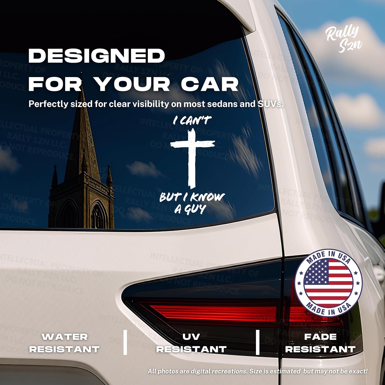 I Can't, But I Know A Guy - Christian Jesus Cross Vinyl Decal Bumper Sticker for Car, Wall, Window, Vehicle, Weather Resistant (2, White)