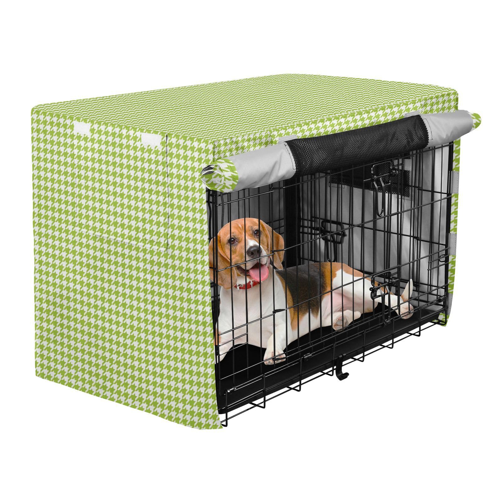 Copertura per gabbie per cani, motivo pied de poule, 91 cm, colore: verde