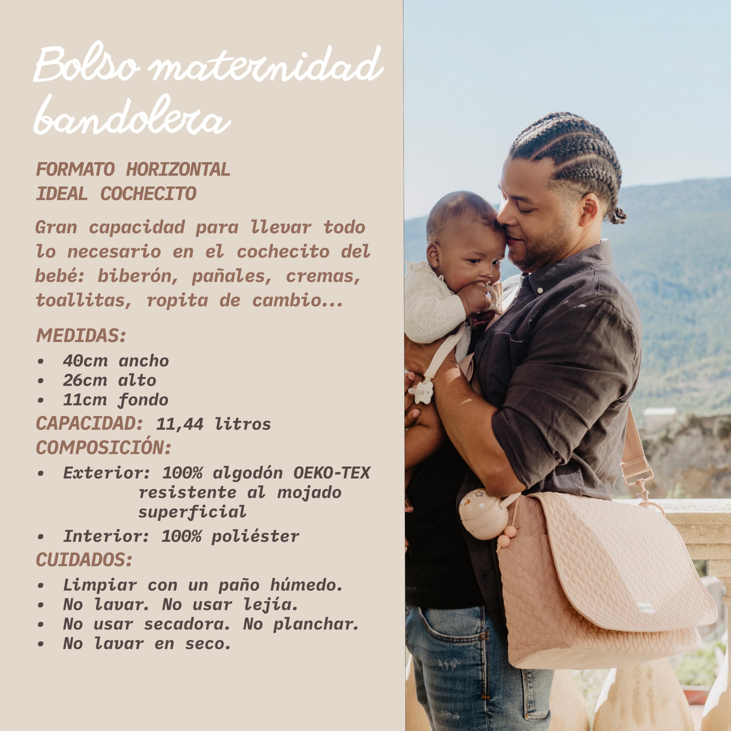 Suavinex, Bolso Maternidad Bandolera, Bolso Carro Bebé de Gran Capacidad, Asas Ajustables al Carrito, Solapa y Cierre de Cremallera, Impermeable, con Bolsillos Interiores