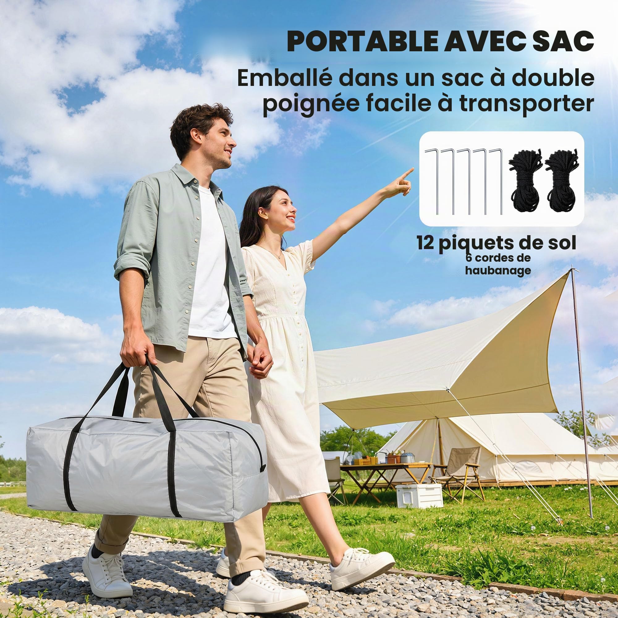 Outsunny Tente familiale 4-8 Personnes avec 2 Chambres Grande Tente de Camping avec 2 Poches et fenêtres en Maille imperméable 400x275x210 cm Vert