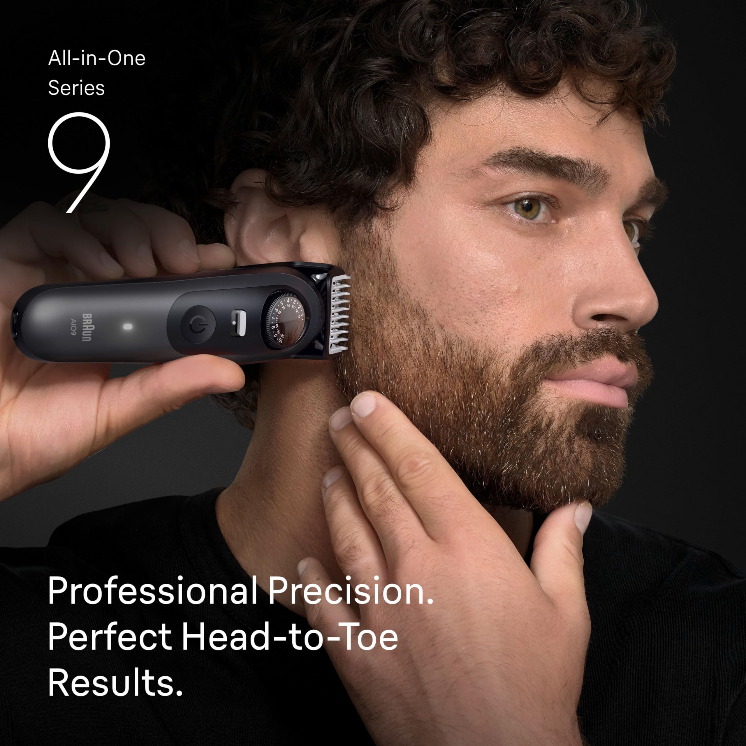 Braun Kit de rasage tout-en-un pour homme série 9 AIO 9535, barbe, visage, nez, oreille, tondeuse à cheveux, tondeuse corporelle et manscaping