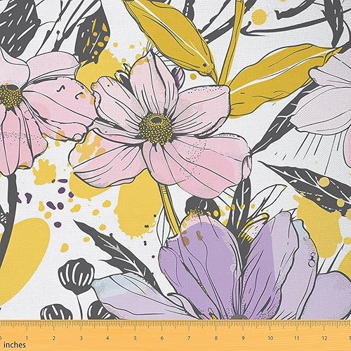 Feelyou The Yard, tela de tapicería con estampado floral botánico para sillas, sofá, patrón de flores para exteriores, tela impermeable, 1 yarda,
