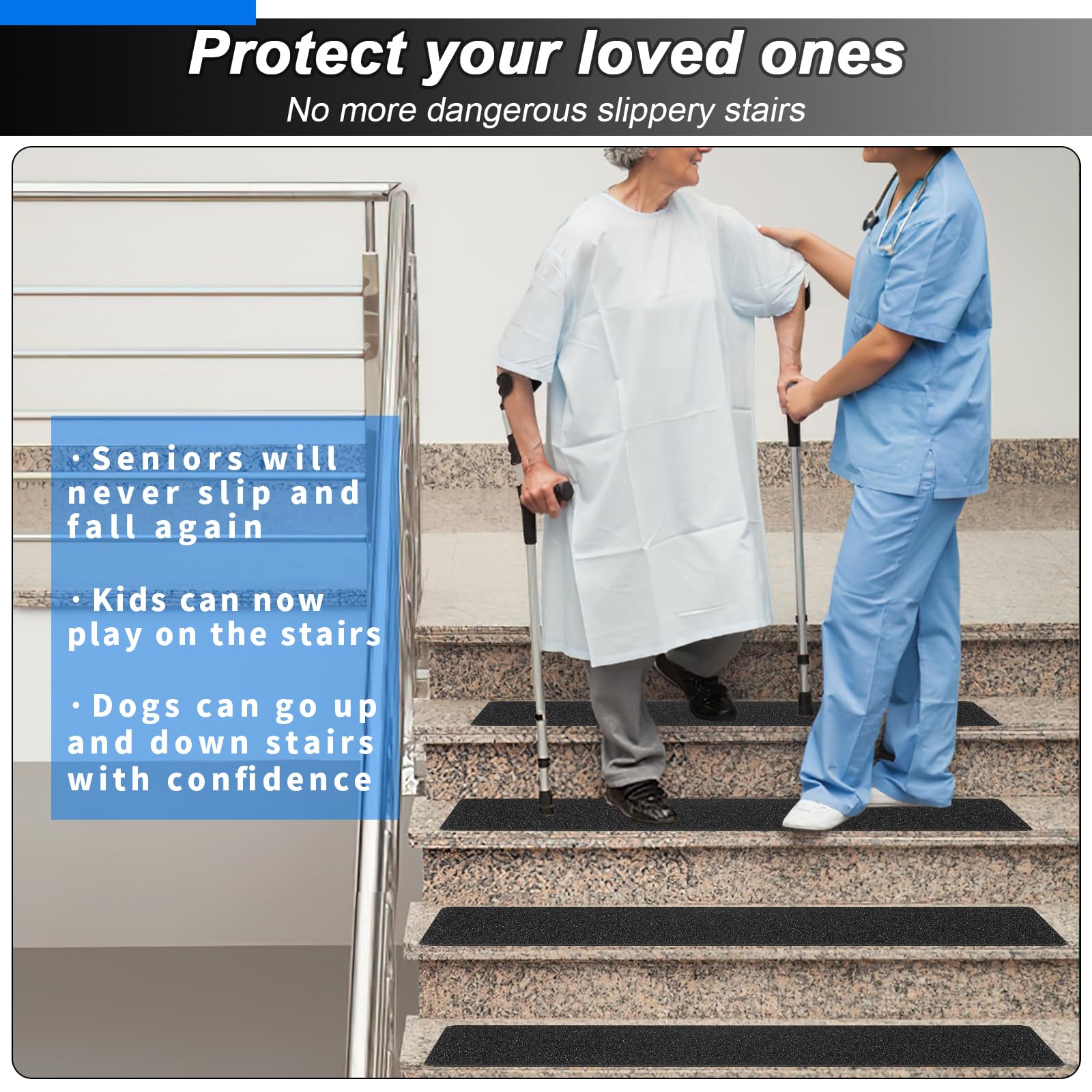 Buy Anti-Slip Stair Treads - 80-Grit Black Non-Skid Tape For Indoor - View #3