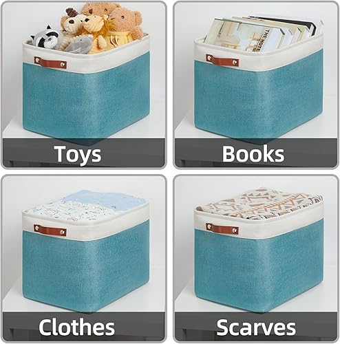 Miniatura 5 de HNZIGE Cestas de almacenamiento de tela extra grandes para organizar estantes, paquete de 2, cestas de almacenamiento para armario, 16 x 11.8 x 11.8