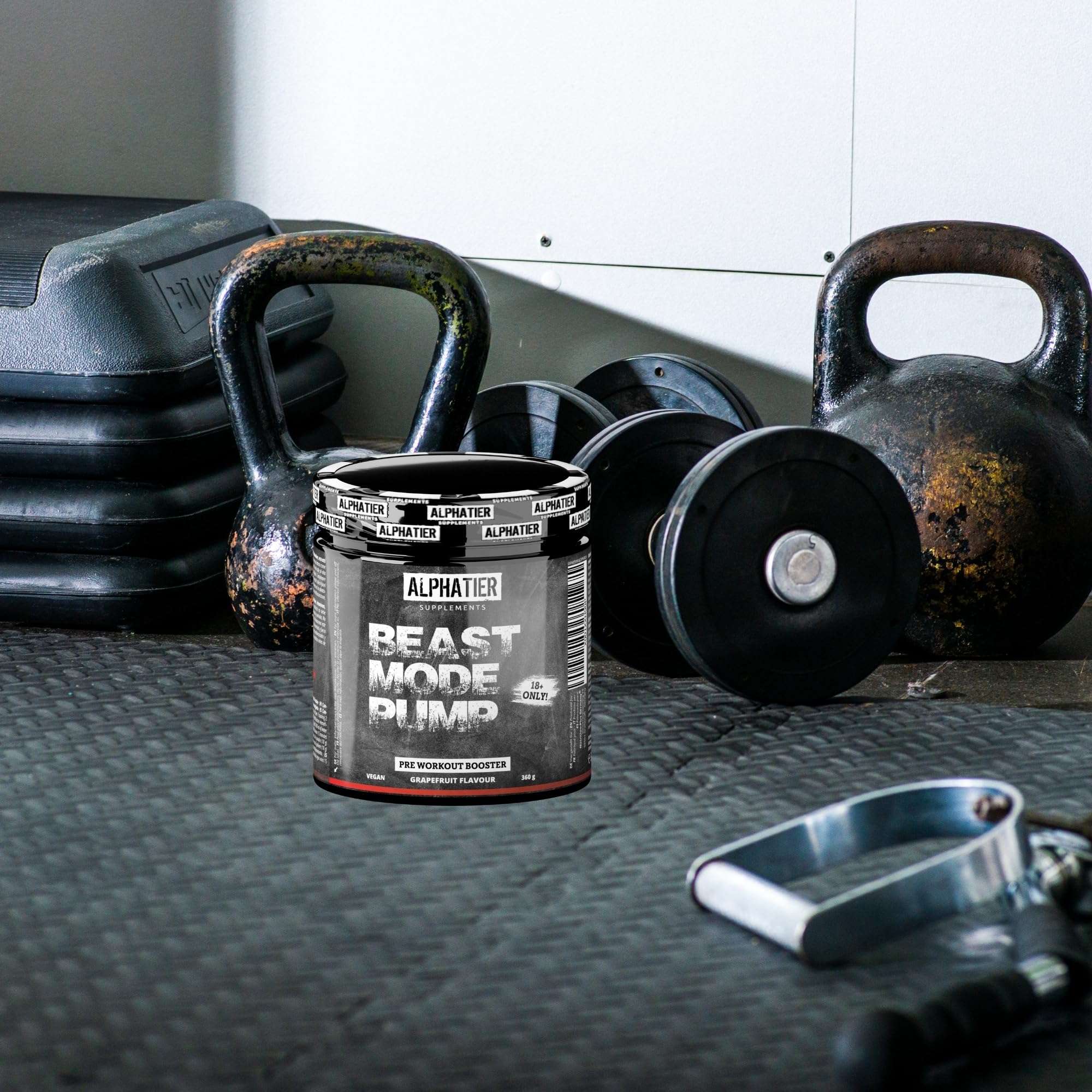 Alphatier Beastmode Pump Booster senza Caffeina + Creatina - senza Grumi - Pre Workout 360 g in Polvere - alto Dosaggio con Beta Alanian, Citrullina, Arginina