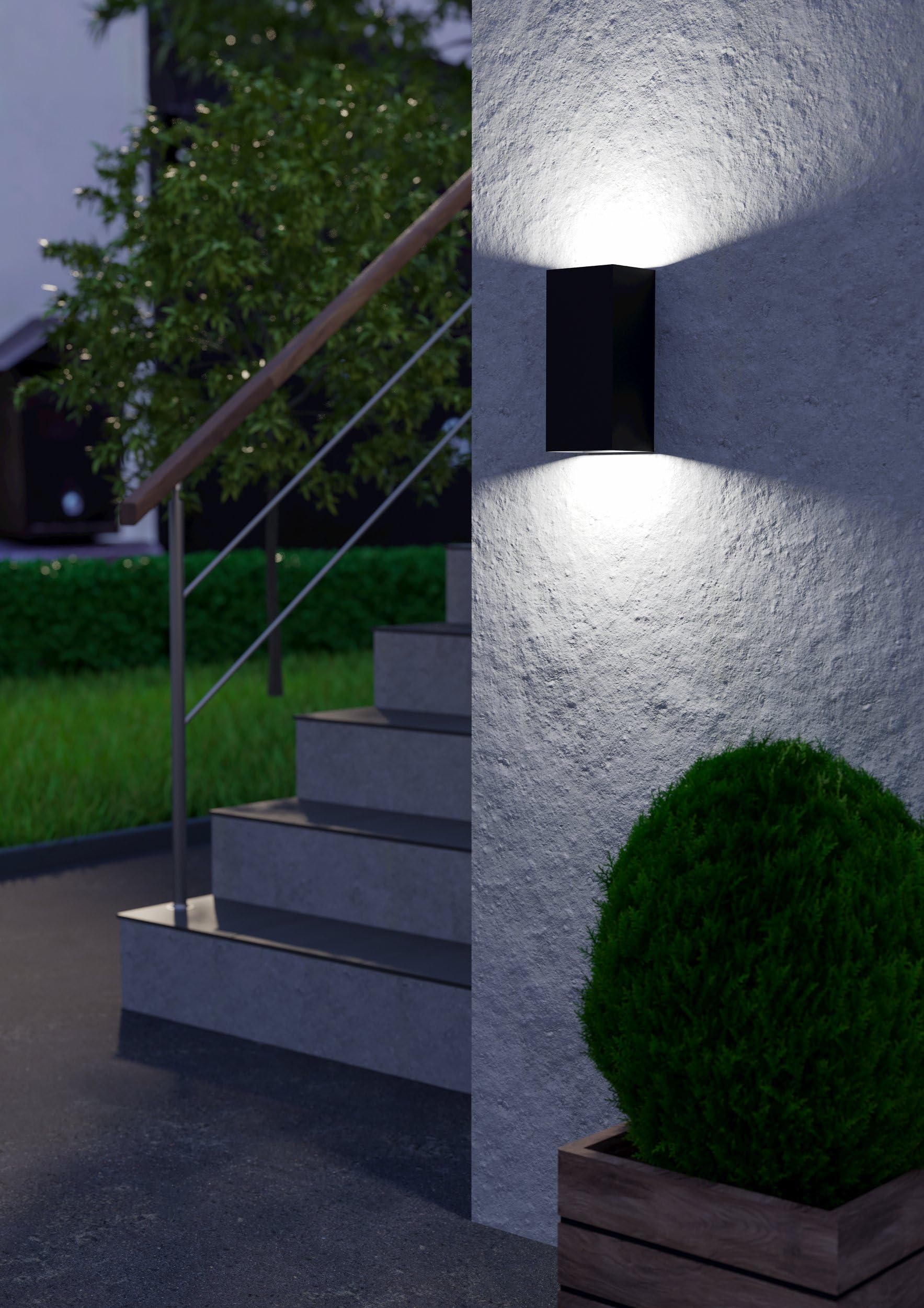 EGLO LED Außenleuchte Eremitana Wandleuchte außen | mit Up und Down Beleuchtung, Wand Außenbeleuchtung aus Metall in Schwarz, Außenlampe mit GU10 Leuchtmittel, IP55