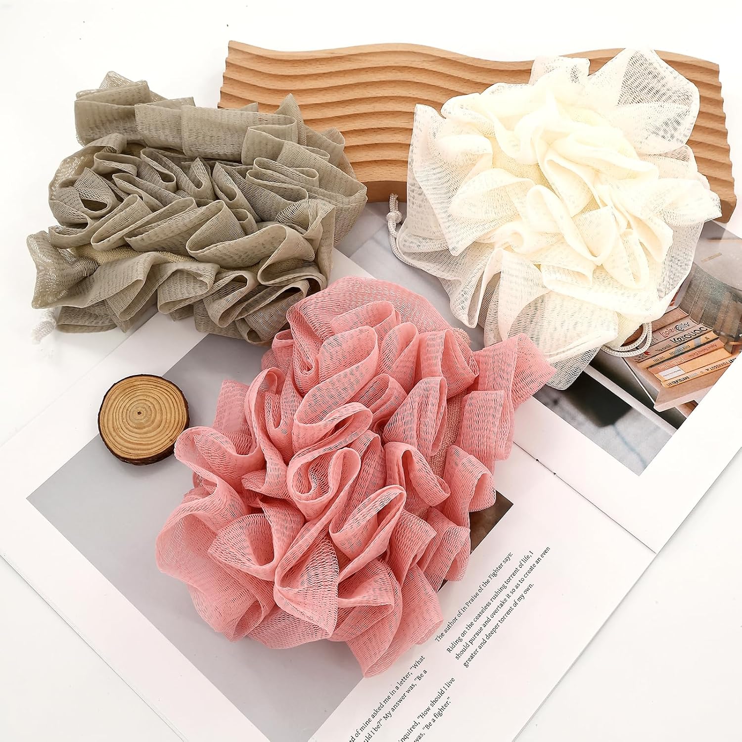 3 PCS Soap Bar Loofah,2 in 1 Bar Soap Loofah Pouch,Can Hold Soap,Effective Exfoliation,for Bathing (Khaki+ Beige+ Pink) - Image 7