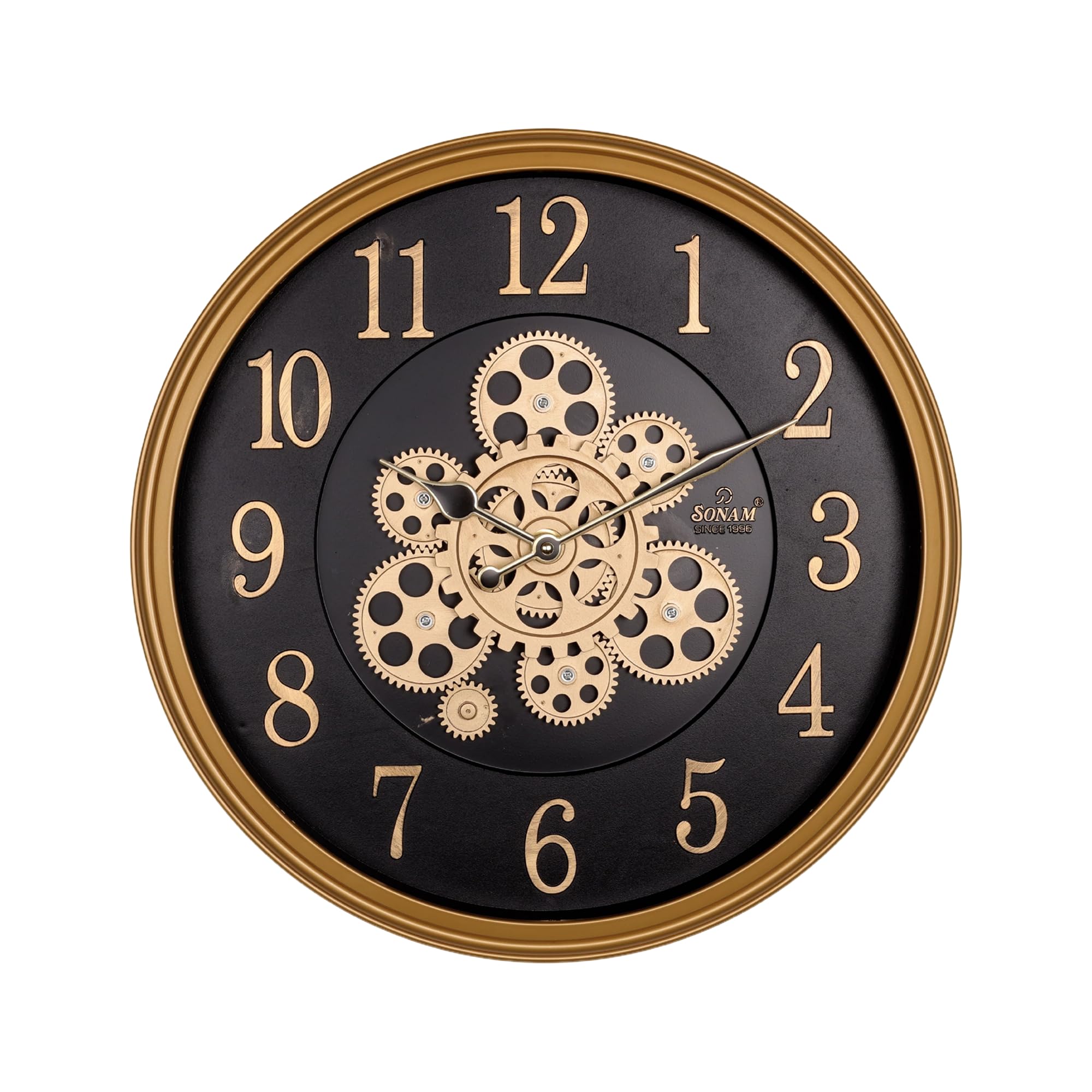 Sonam Quartz Luxury Wall Clock | Metallic Golden Frame with Live Moving Gears Mechanism | | Modern Decorative Wall Clock for Living Room, Hall & Office | Premium Durable Quality-image-35