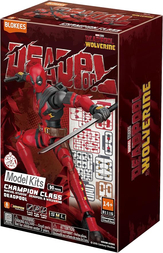 BLOKEES Marvel Deadpool & Wolverine Champion Class 04 Deadpool Model Kit - Assembly Required - No Tools - No Cutting - No Glue - No Paint - Age 14+