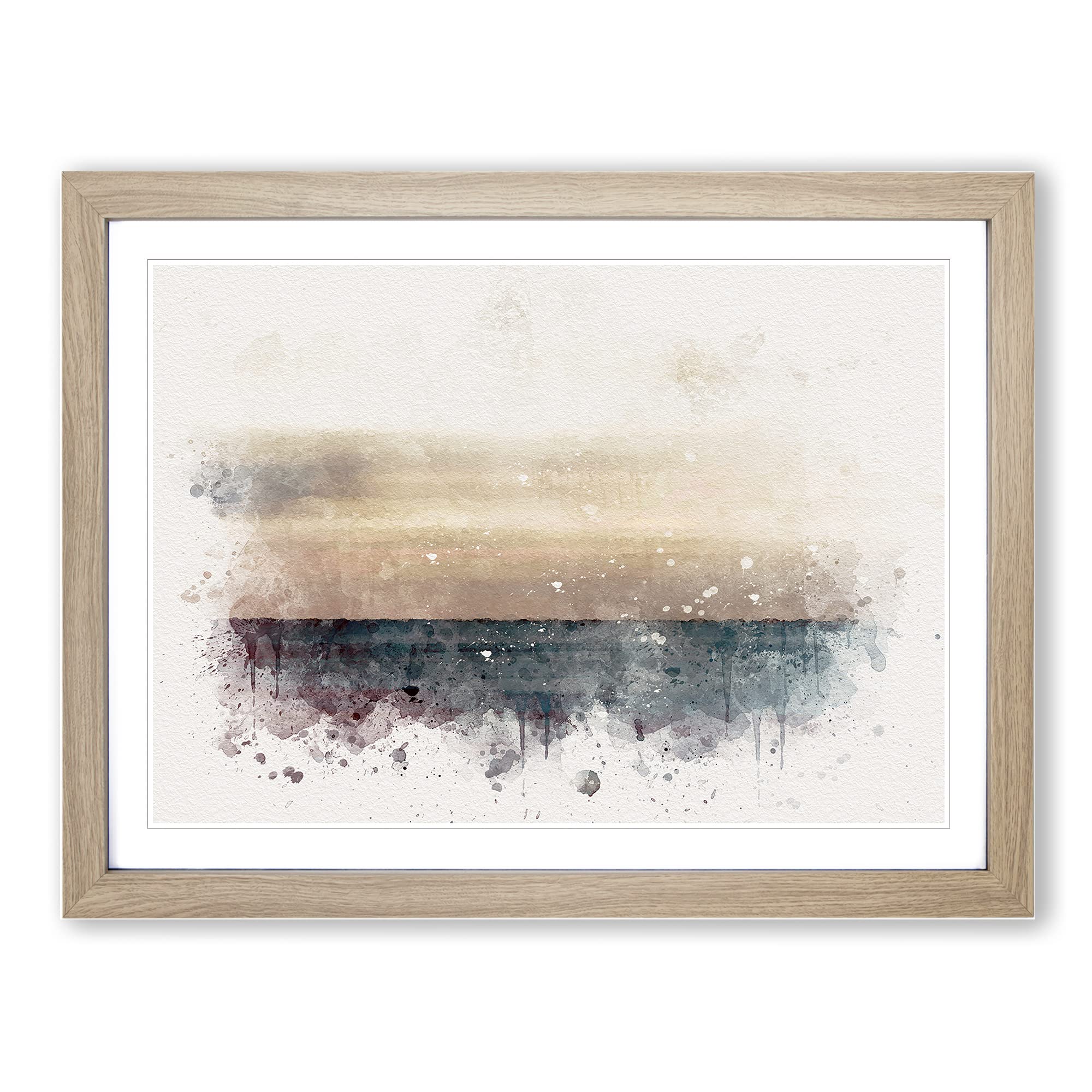 Horizon Rush In Abstract Modern Art Framed Print, Oak, A3 (46 x 34 cm)