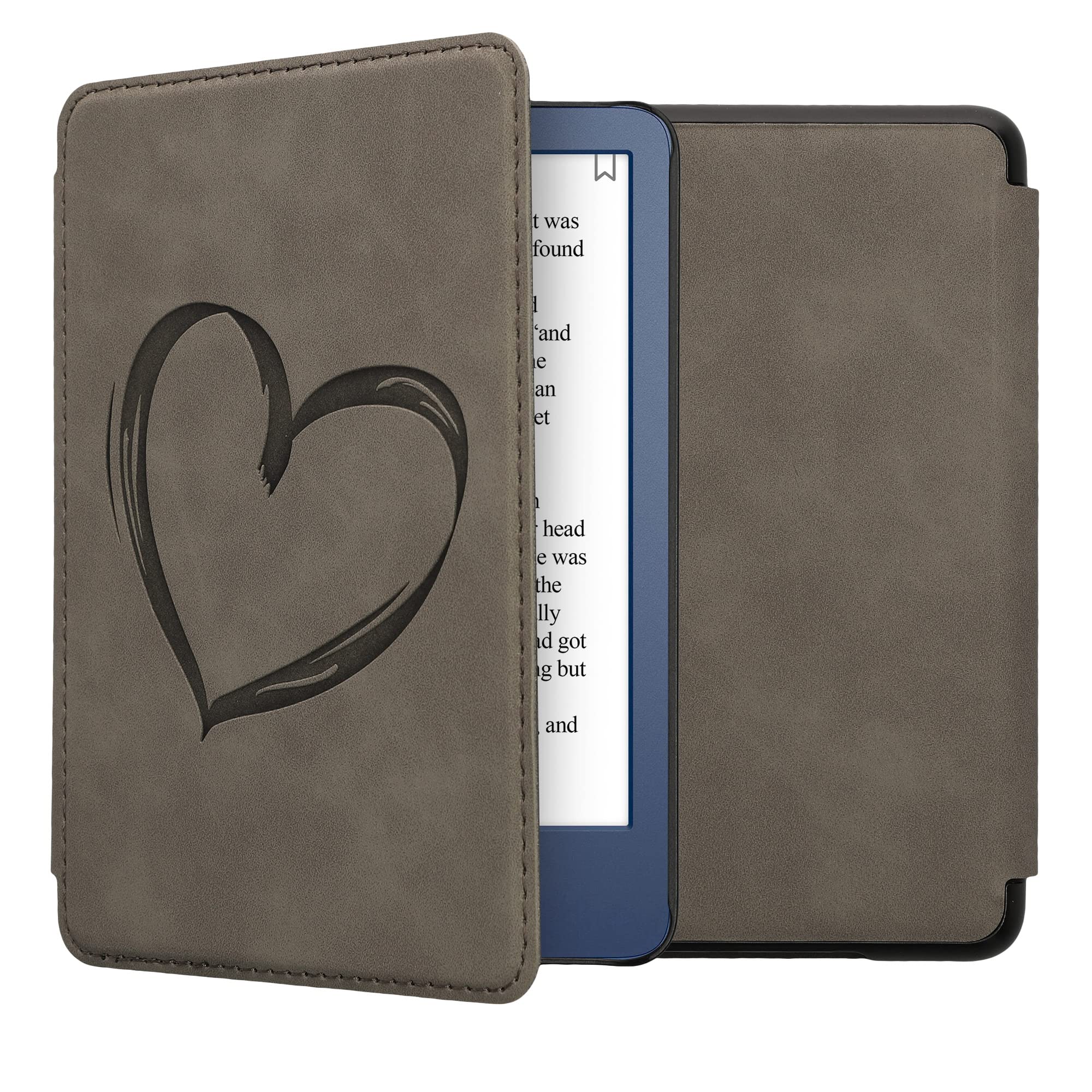 kwmobile Custodia eReader Compatibile con Amazon Kindle (2022/2024) Cover - eBook Reader Flip Case - Cover eReader Magnetica Pelle PU Cuore