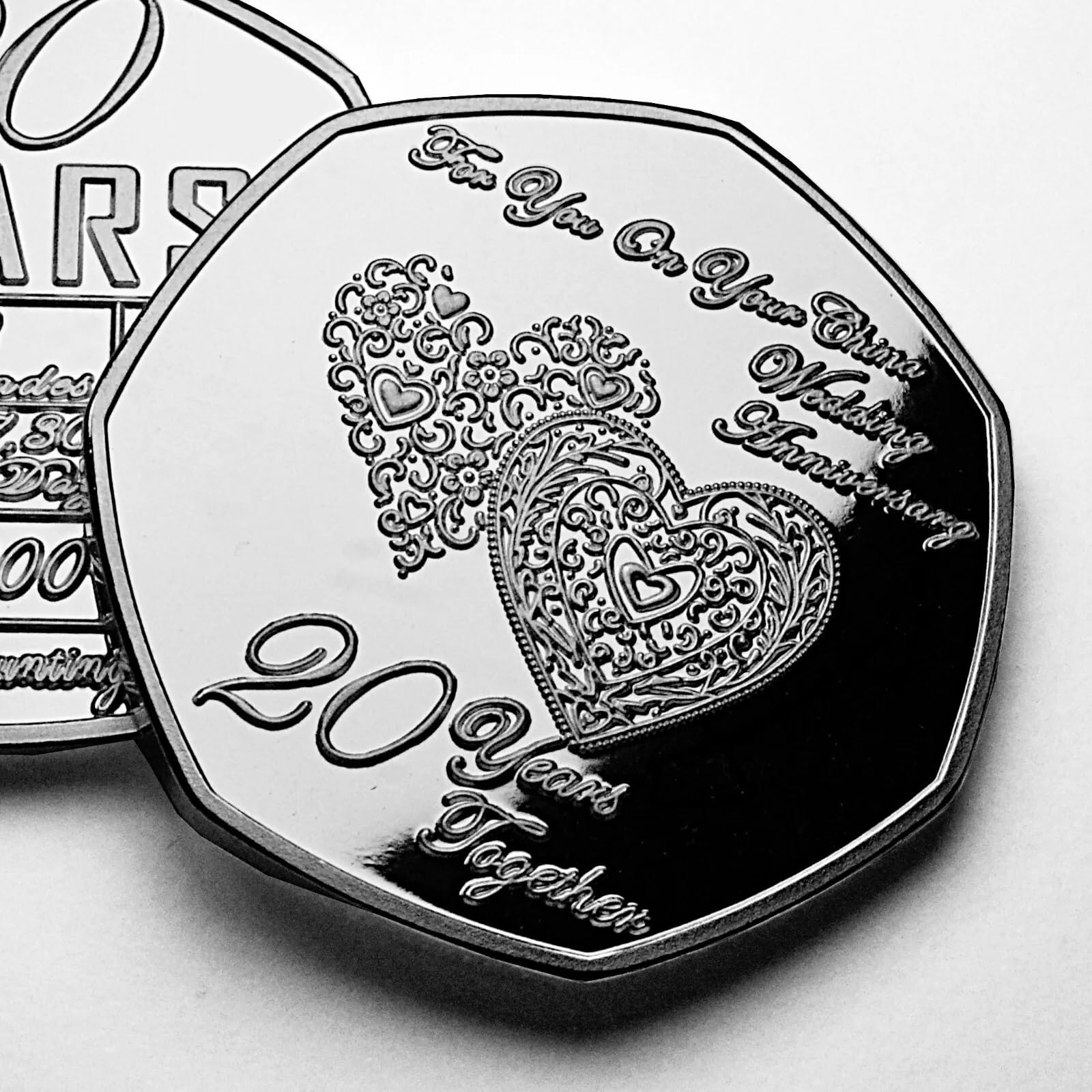 The Commemorative Coin Company On Your 20th China Wedding Anniversary Silver Commemorative. Husband/Wife/Partner 20 Years Together Gift/Present Love/Token.