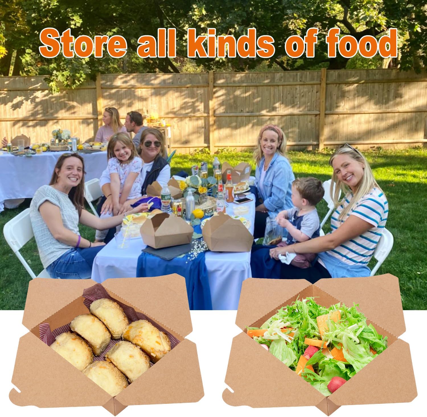 60 Pack 48 Oz Paper Take Out Food Containers, Lunch Meal Food Boxes, Disposable To Go Boxes for Sandwich, Salad, Pasta, Cake, Restaurant, Party