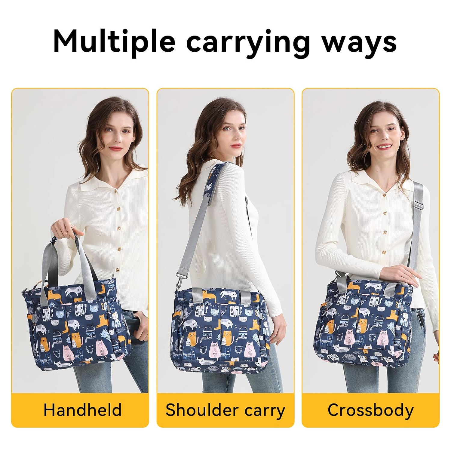 Diaper Bag Tote Satchel Waterproof Messenger Baby Diaper Bags for Mom and Dad Multifunction Medium Travel Tote Bags(Cat Paradise)