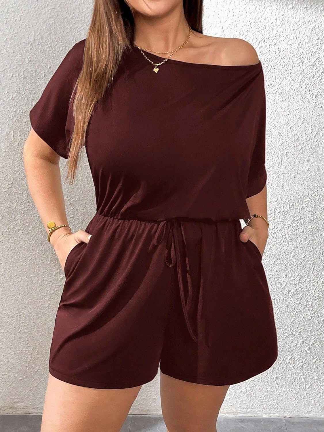 Rompers for Women Summer 2026 Plus Size Romper, Summer, Shorts, Cutie Off-The-Shoulder