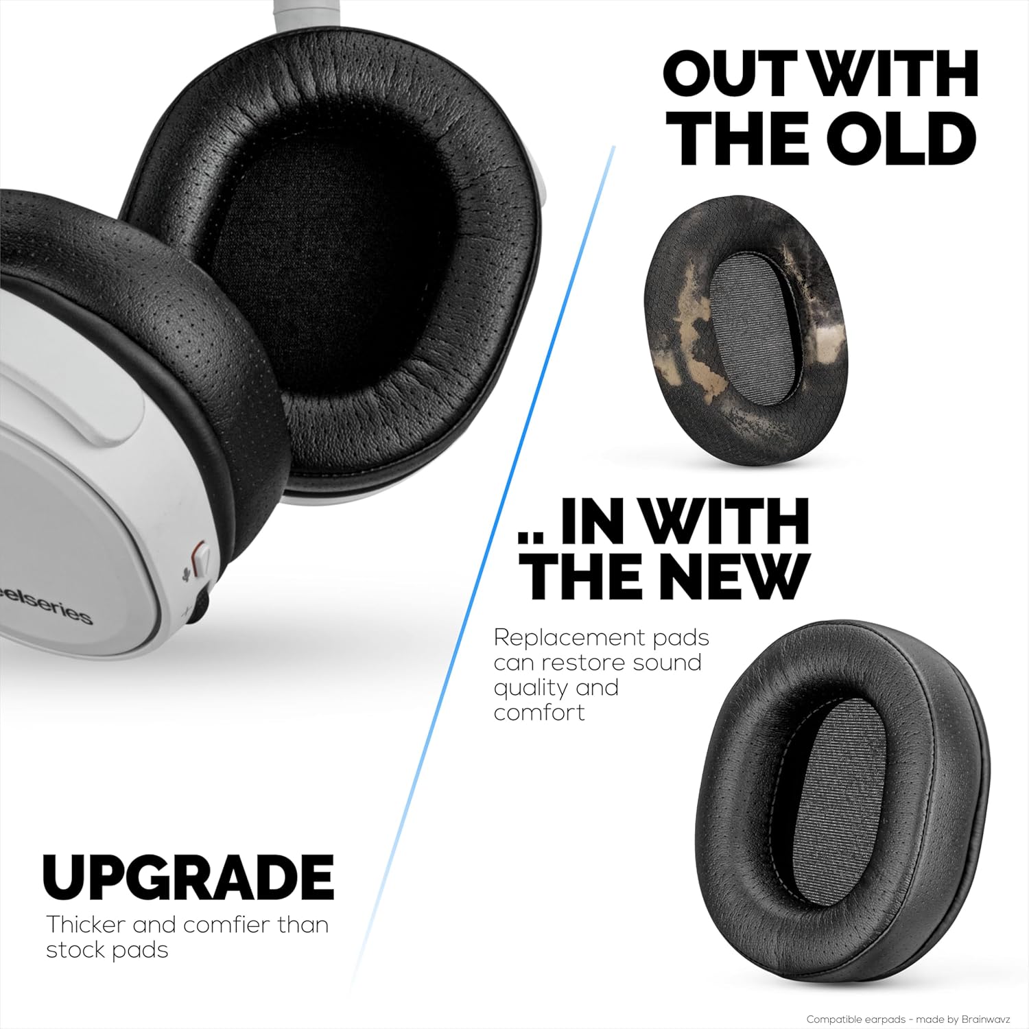 Brainwavz Replacement Earpads for SteelSeries Arctis 1, 3, 5, 7, 9X, Pro & Prime Headset, Memory Foam & PU Leather (Black) - Image 7