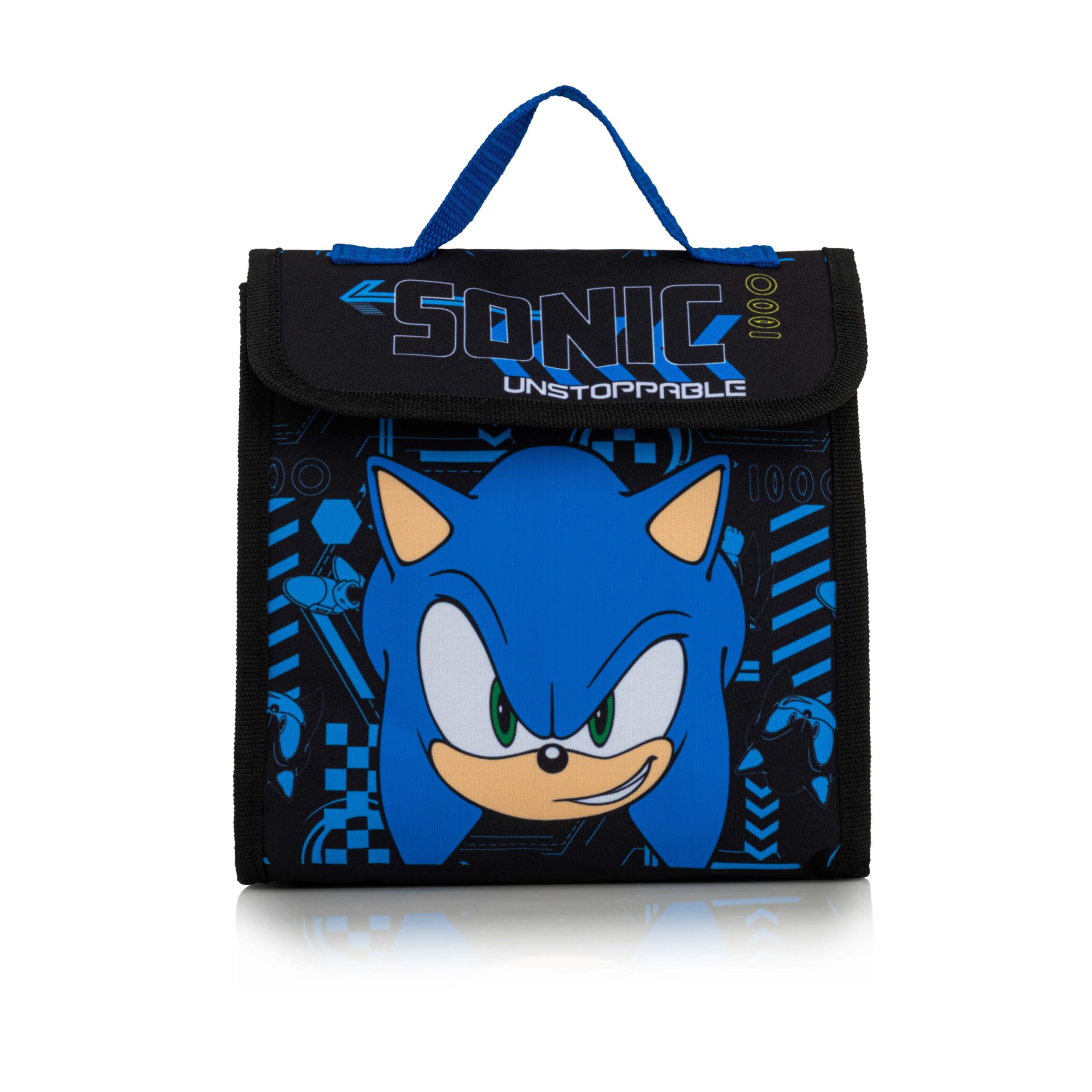 Mochila escolar Sonic The Hedgehog con bolsa de almuerzo, estuche y botella de agua, para niños con correas acolchadas ajustables