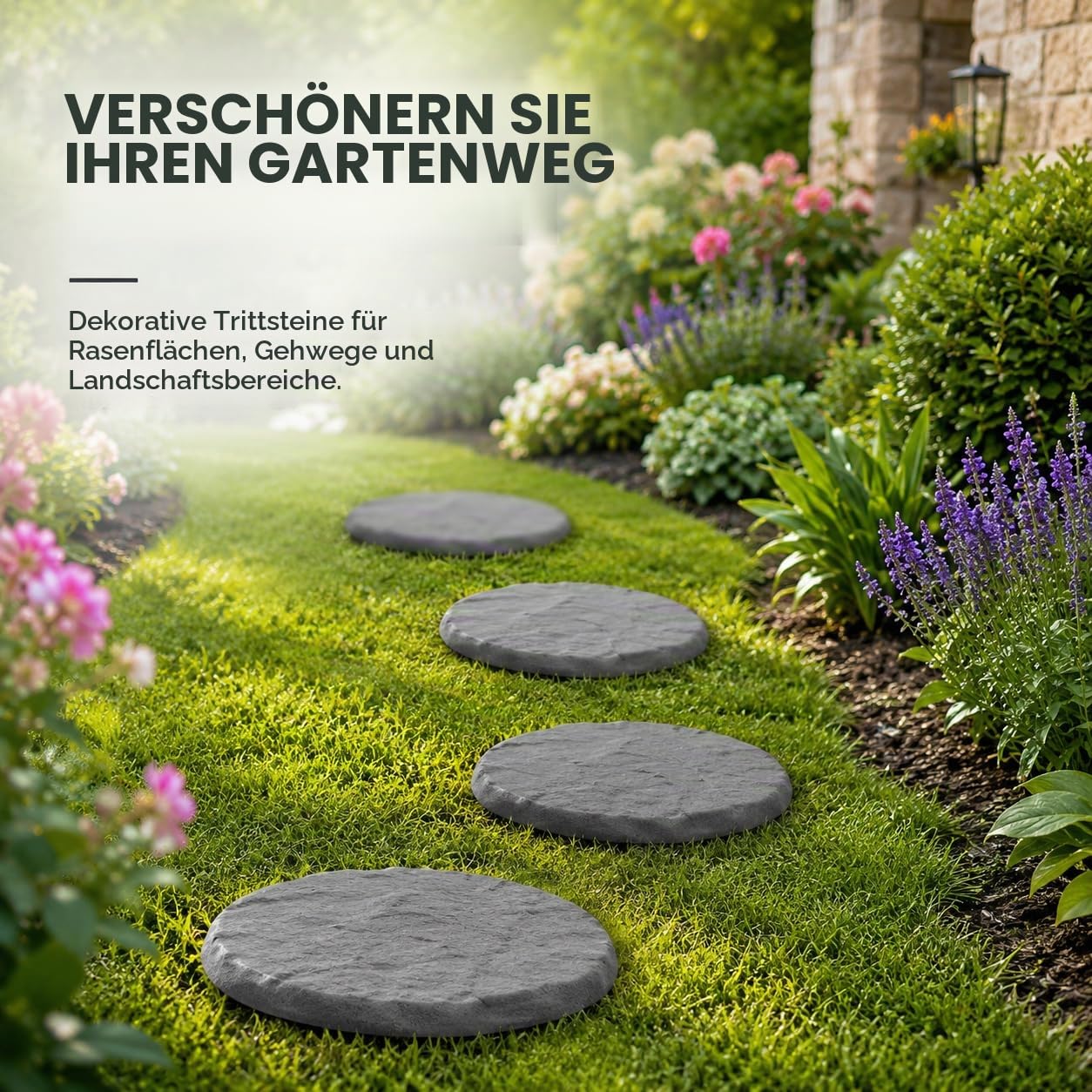 Trittsteine ​​​​mit Erdspießen für Rasen Ø 39.9cm (Grau, Runden)