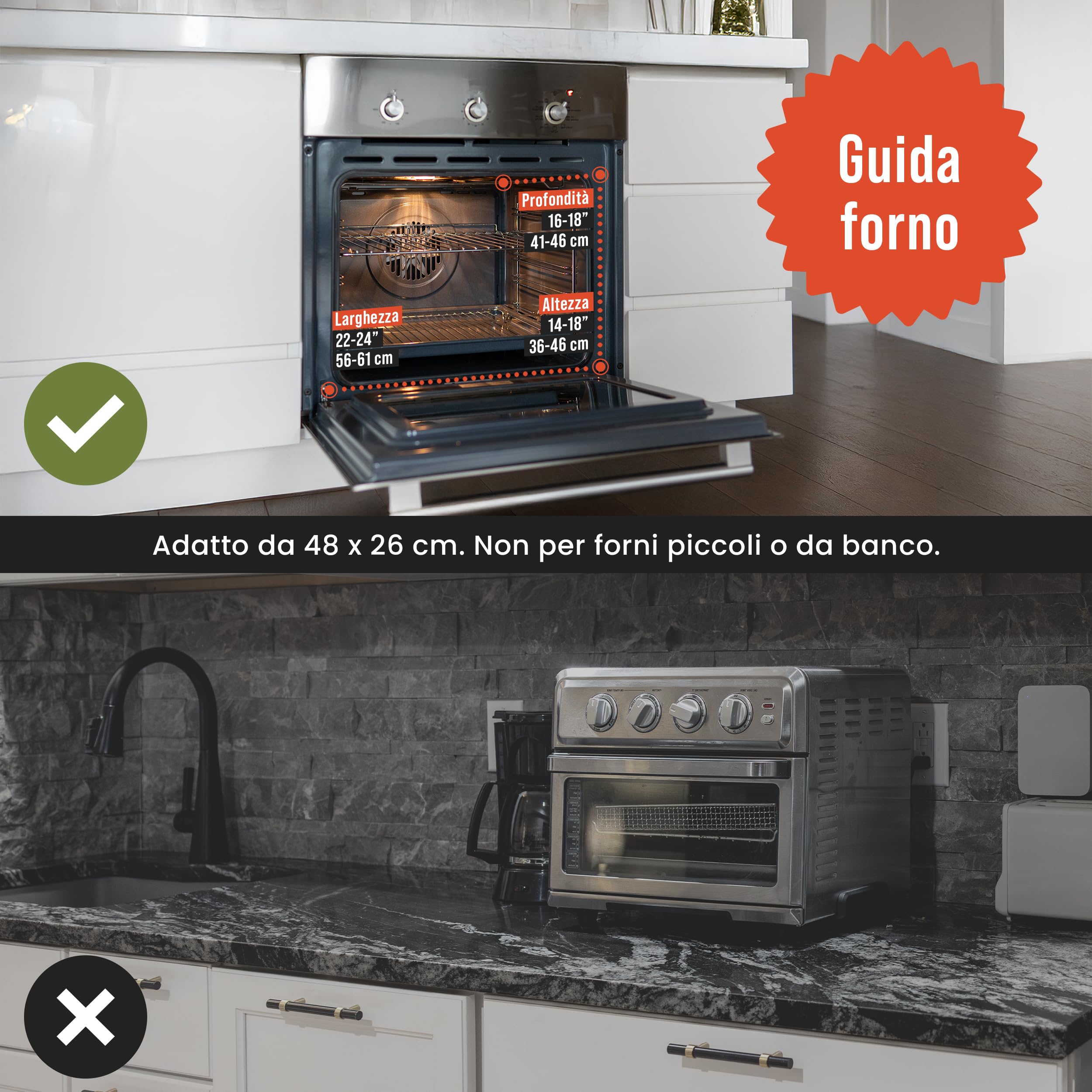 Chef Pomodoro Pietra Refrattaria per Pizza da Forno 40,6 x 40,6 cm, (6,35 mm), Pietra Pizza Barbecue, Piastra Forno Refrattaria, per forno elettrico di casa, in acciaio con fori per sollevamento