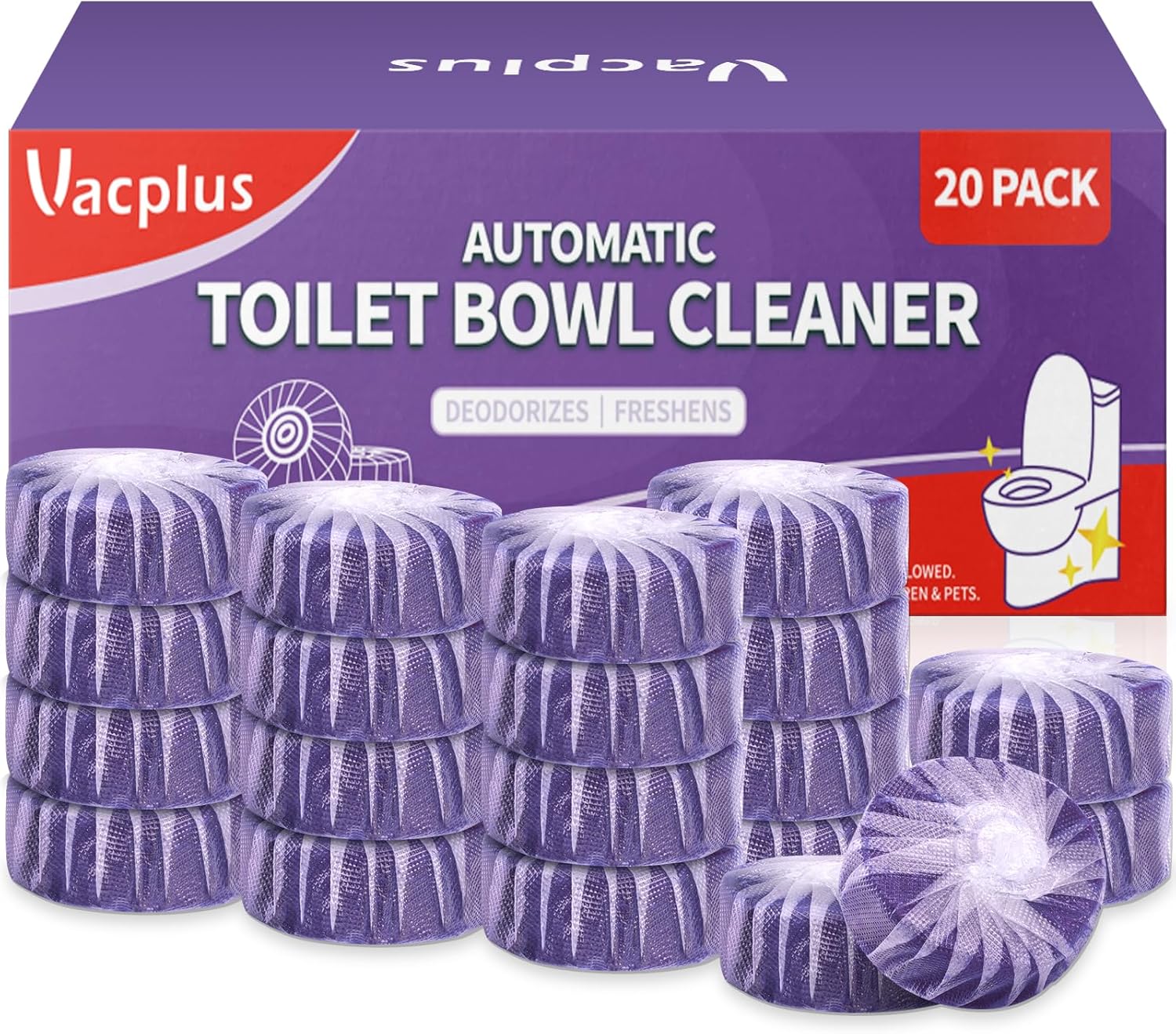Vacplus Toilet Bowl Cleaners - 80 Pack Long-Lasting Toilet Cleaner Tablets, Prevent Stains & Deodorize, Blue