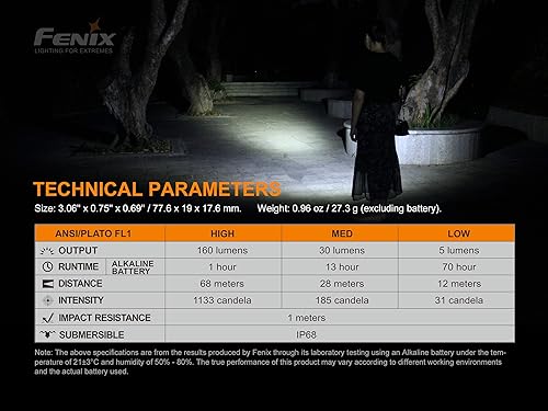 Miniatura 7 de Fenix Linterna LED E12 V2 de 160 lúmenes con paquete de batería alcalina AA EdisonBright
