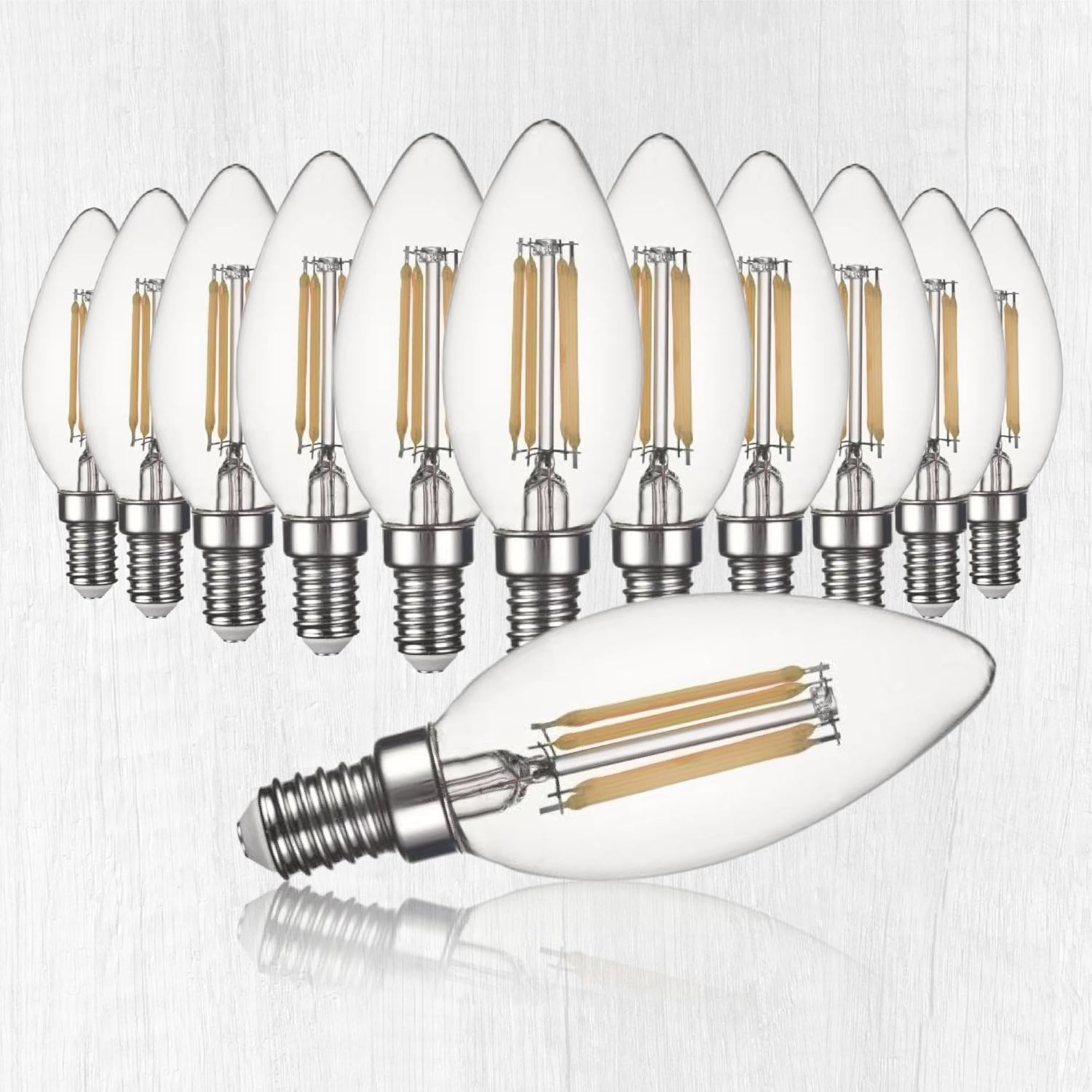LED Candelabra Bulb, E12 Chandelier Light Bulbs, B11 Candle Light Bulbs, 4.5W Dimmable 450LM(60W eq.) Clear Glass 2700K Soft White, 90+CRI (12 Pack)
