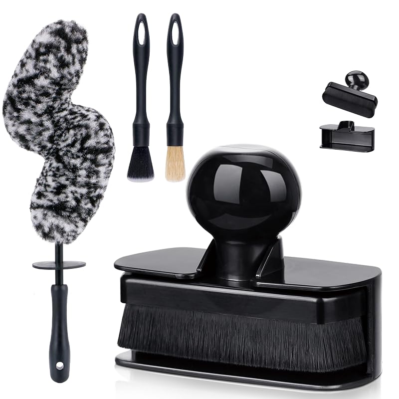 Kit de escovas para pneus e rodas BABYSHEEP com aplicador de brilho e escova flexível, preto, 4 peças