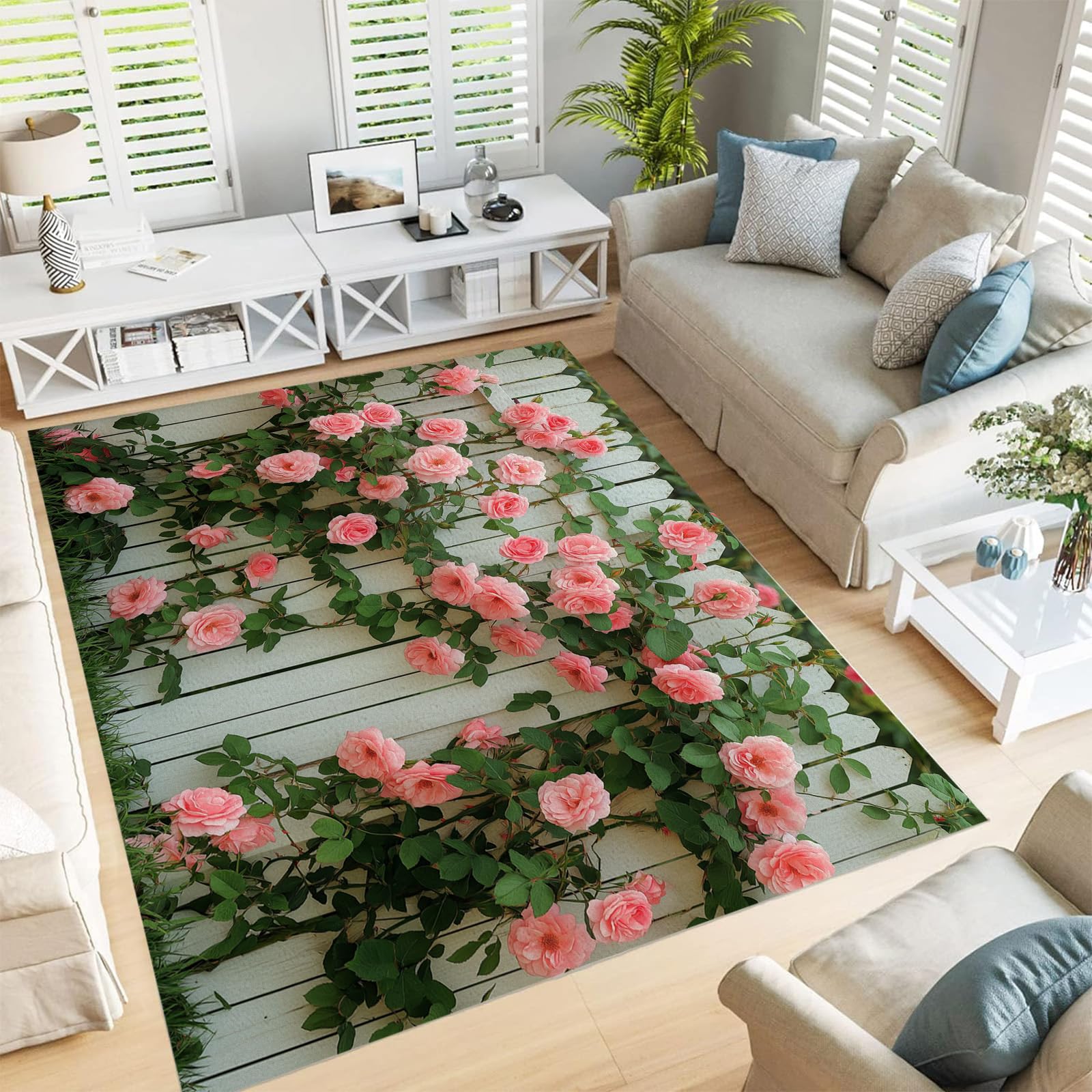 Amazon.com: Rugs Living Room 60 X 90 Cm, Plant Flower Leaves