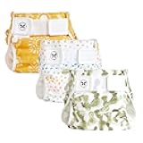 Honest Hybrid Cloth Diaper Covers with Pocket-Sling, Medium (12-25 Pound), Stops Nighttime Leaks, Use with Boosties Disposable or Reusable Insert, 3 Pack of Cotton Muslin Covers