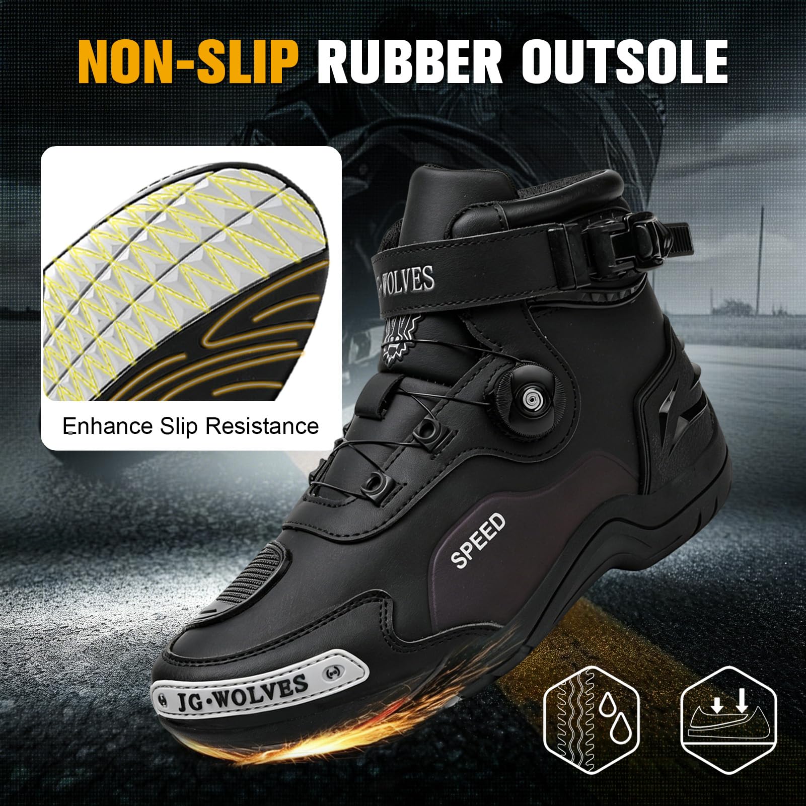 Scarpe da Moto, Scarpe da Moto Uomo Normativa CE, Stivali Motocross | con Sistema di Chiusura ATOP, Protezione Caviglia, Scarpe da Equitazione Stradale Rinforzate