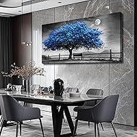 Vista 7 de FUHAIHUA Canvas Wall Art For Living Room Wall Decor For Bedroom Office Wall Decoration Black And White Landscape Painting Blue Tree Pictures Artwork