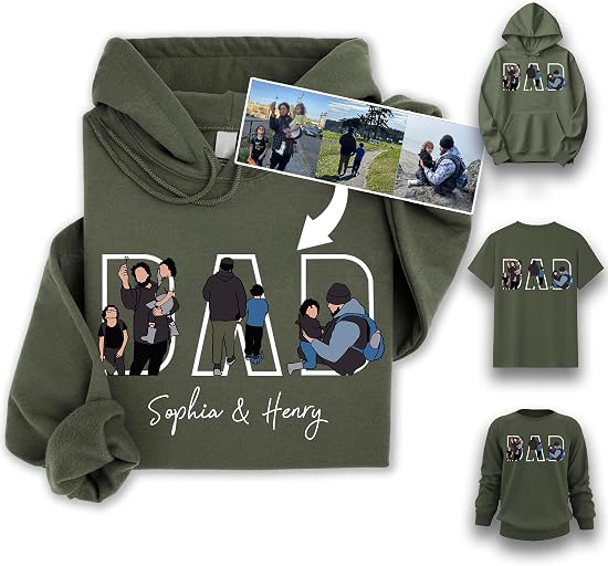 Chillever Personalized Dad Hoodies, Shirt, Sweatshirt With Custom Photo, Custom Dad Gifts, Father's Day 2025 1