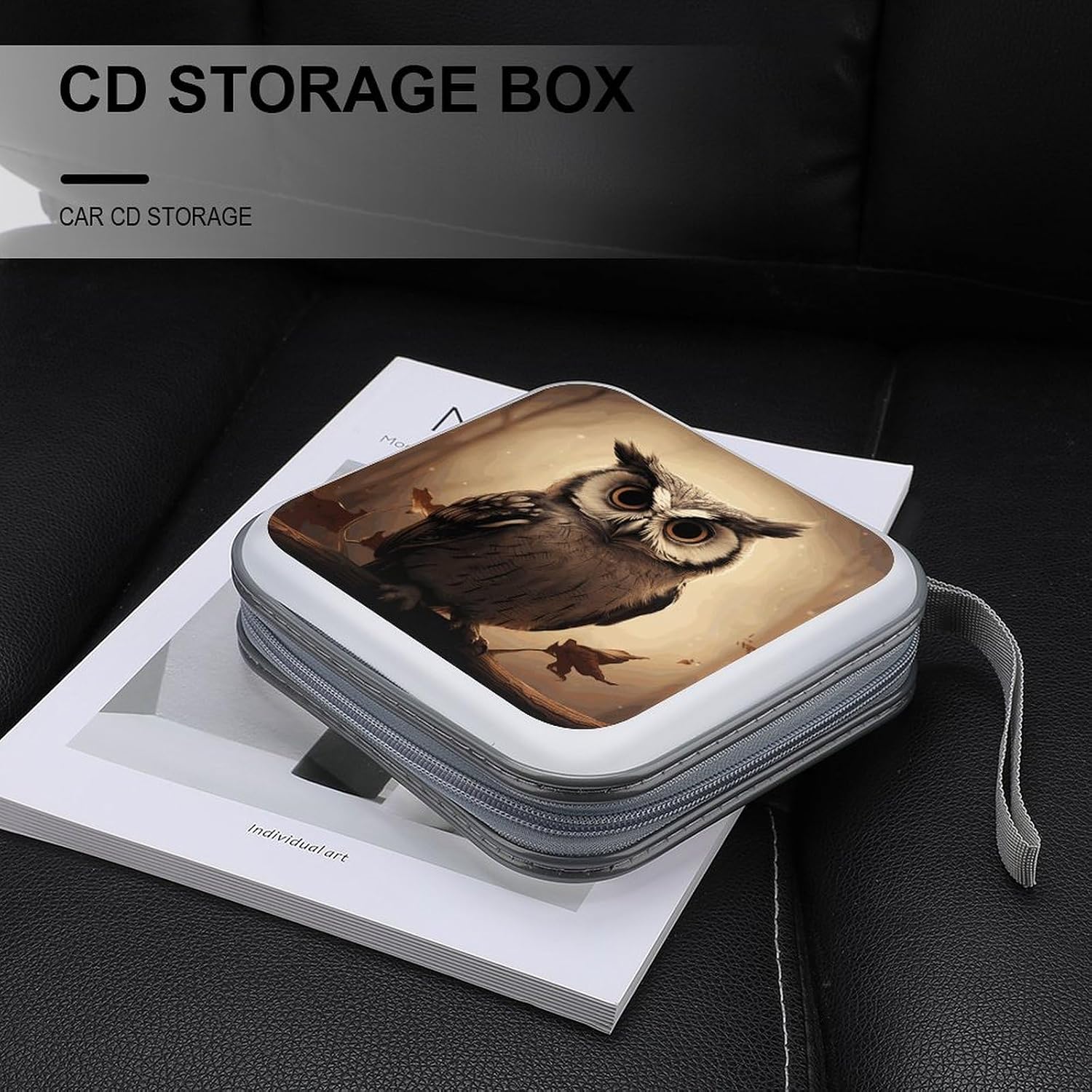 40-sheet Capacity CD Case Storage Bag,Cute Owl Printed Large Capacity CD Protective Storage Organizer Portable DVD Case for Car, Home,Office,Travel