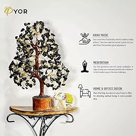 PYOR Black Tourmaline Stone, Crystal Tree, Black Tourmaline Crystals, Gem Trees, Positive Stones and Crystals, Office Desk Decor, Crystal Gifts