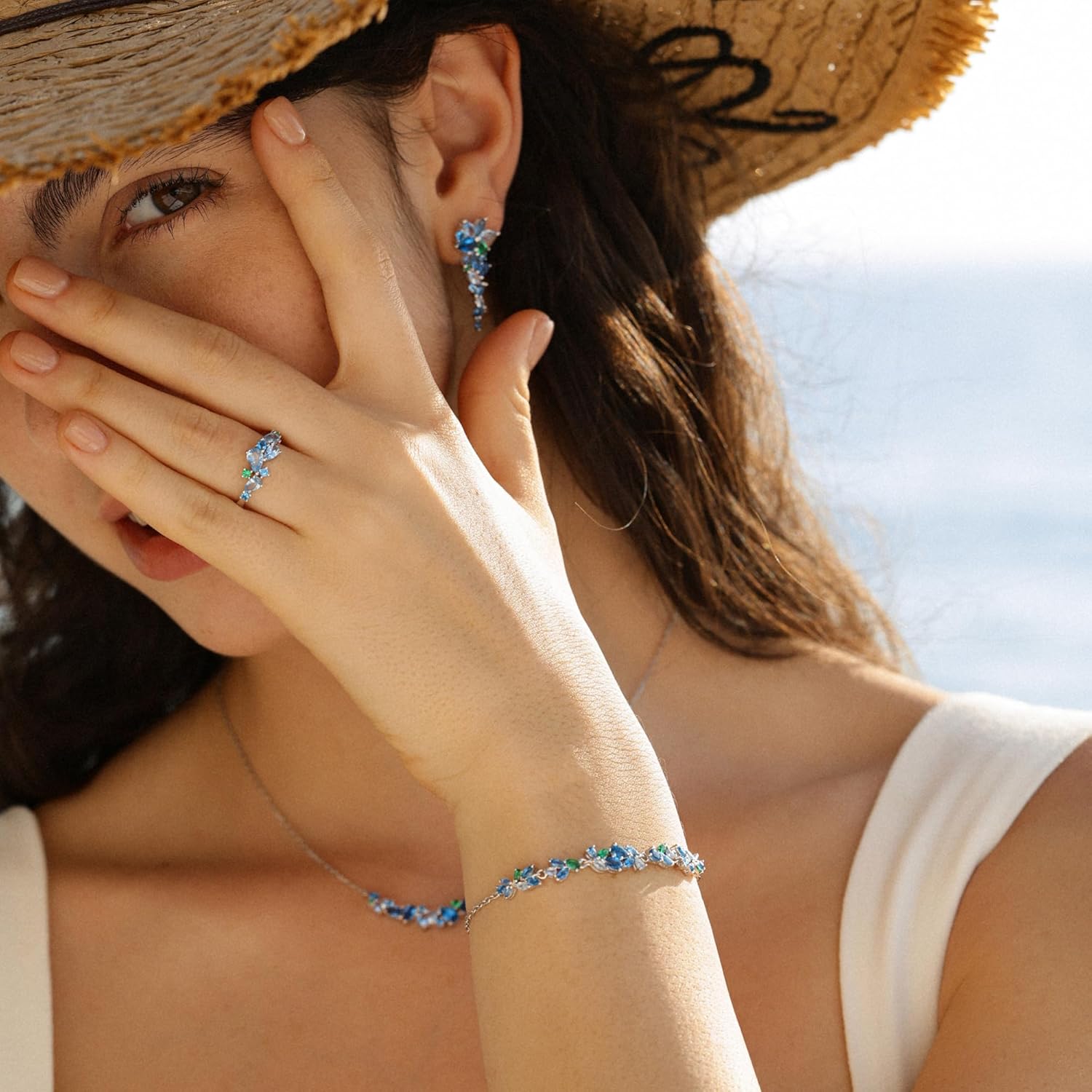 FANCIME Wisteria Whisper Ring White Gold Plated Sterling Silver Multiple Gemstone Cuts Ring Fine Jewelry Birthday Wedding Party Prom Mothers Day Gifts for Women Her Bride Bridesmaid - Image 2