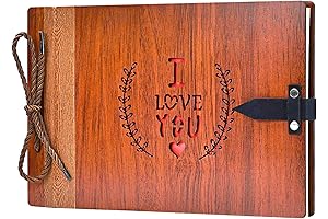 ZEEYUAN Wooden Photo Album Scrapbook DIY Photo Book Wedding Guest-Book: