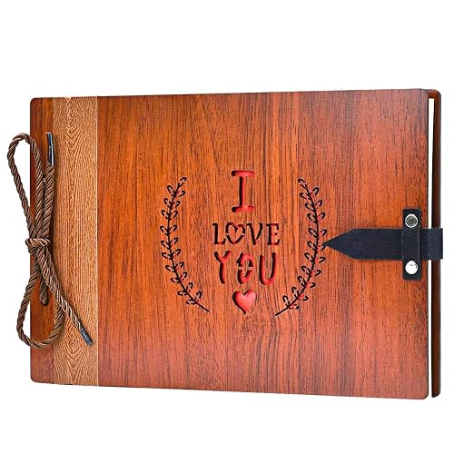 ZEEYUAN Wooden Photo Album Scrapbook DIY Photo Book Wedding Guest-Book