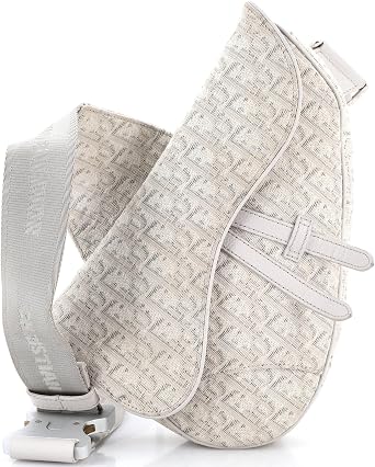 Pre-Loved Saddle Crossbody Bag Oblique Jacquard, Neutral