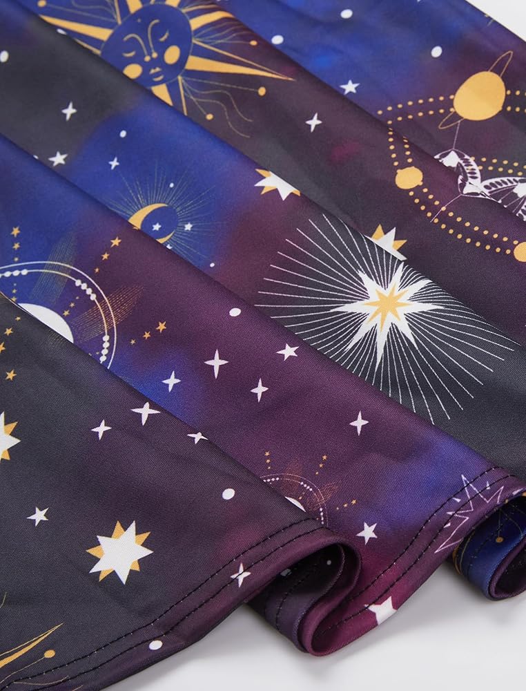 Amazon.com: FEAPHY Women's Sun Moon Star Galaxy Dress Short Sleeve High  Waisted Belted A-Line Midi Dress(Galaxy-Purple, M) : Clothing, Shoes &  Jewelry