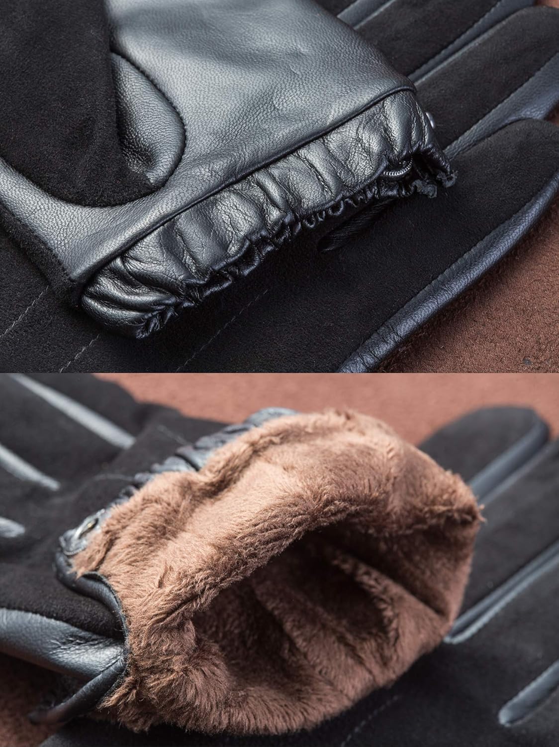 YISEVEN Women’s Winter Sheepskin Suede Leather Gloves Touchscreen - Image 5