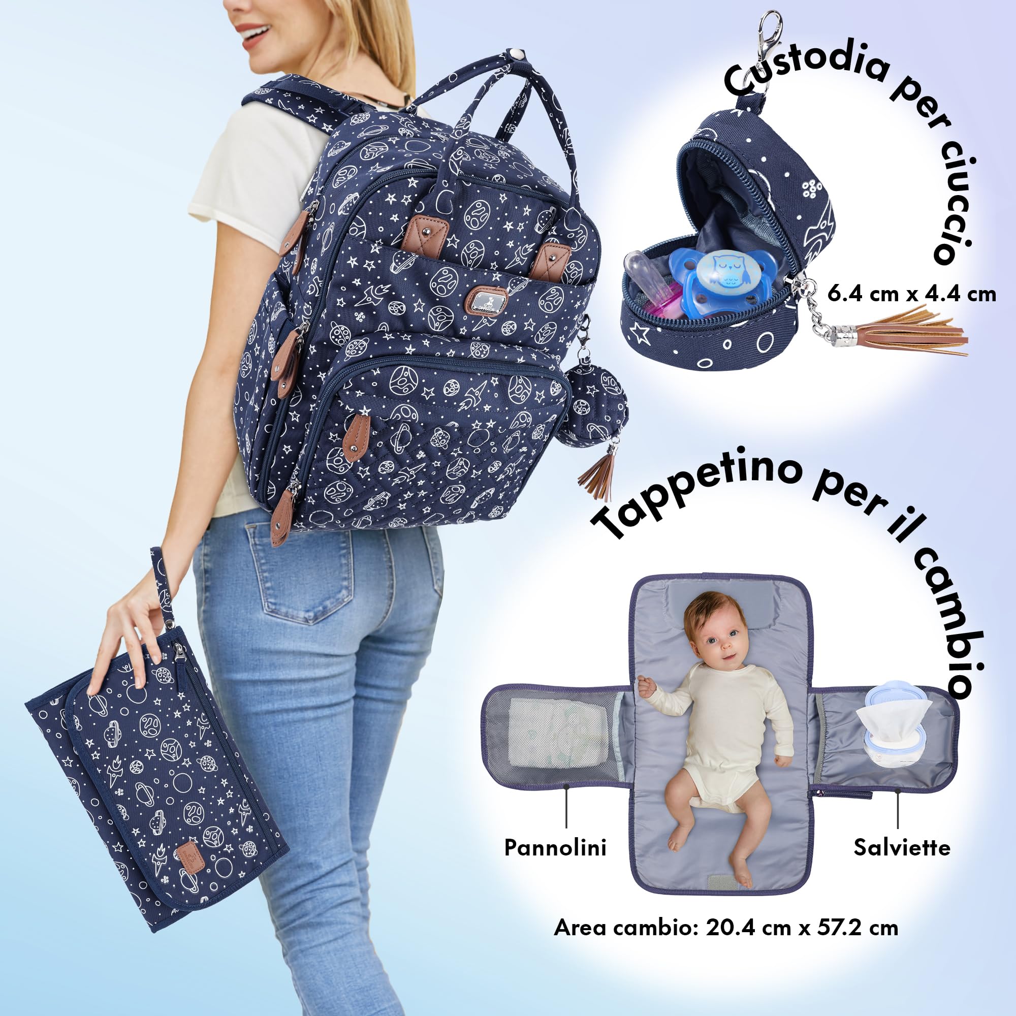 Dikaslon Borsa Zaini fasciatoio, Zainetto fasciatoio grande multifunzione Borsa bebè