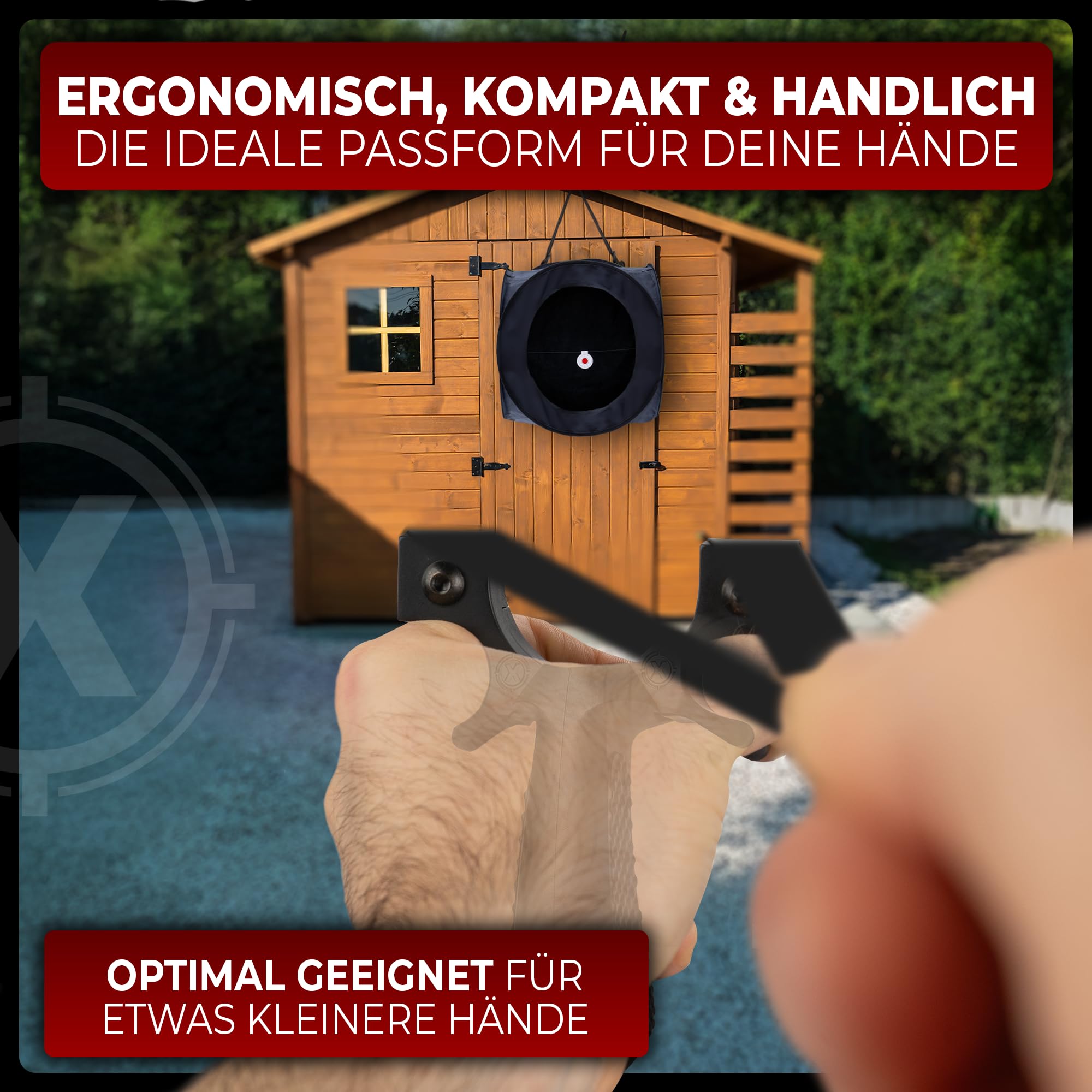 HITX® Zwille Steinschleuder Bundle Set | Super Grip Oberfläche | Slingshot Schleuder mit Gummiband | Einfache Clip-Anbindung | Sportgerät im Bundle Set mit Ersatzgummi + 300 Tonkugeln
