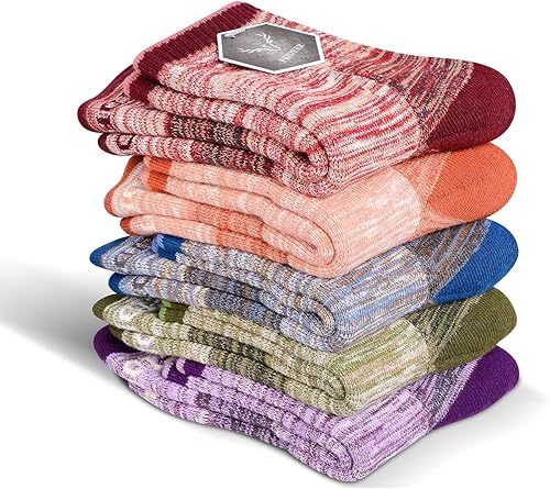 Miniatura 5 de FEIDEER - Calcetines de mujer para caminar y senderismo, paquete múltiple de algodón para actividades al aire libre, calcetines de algodón con