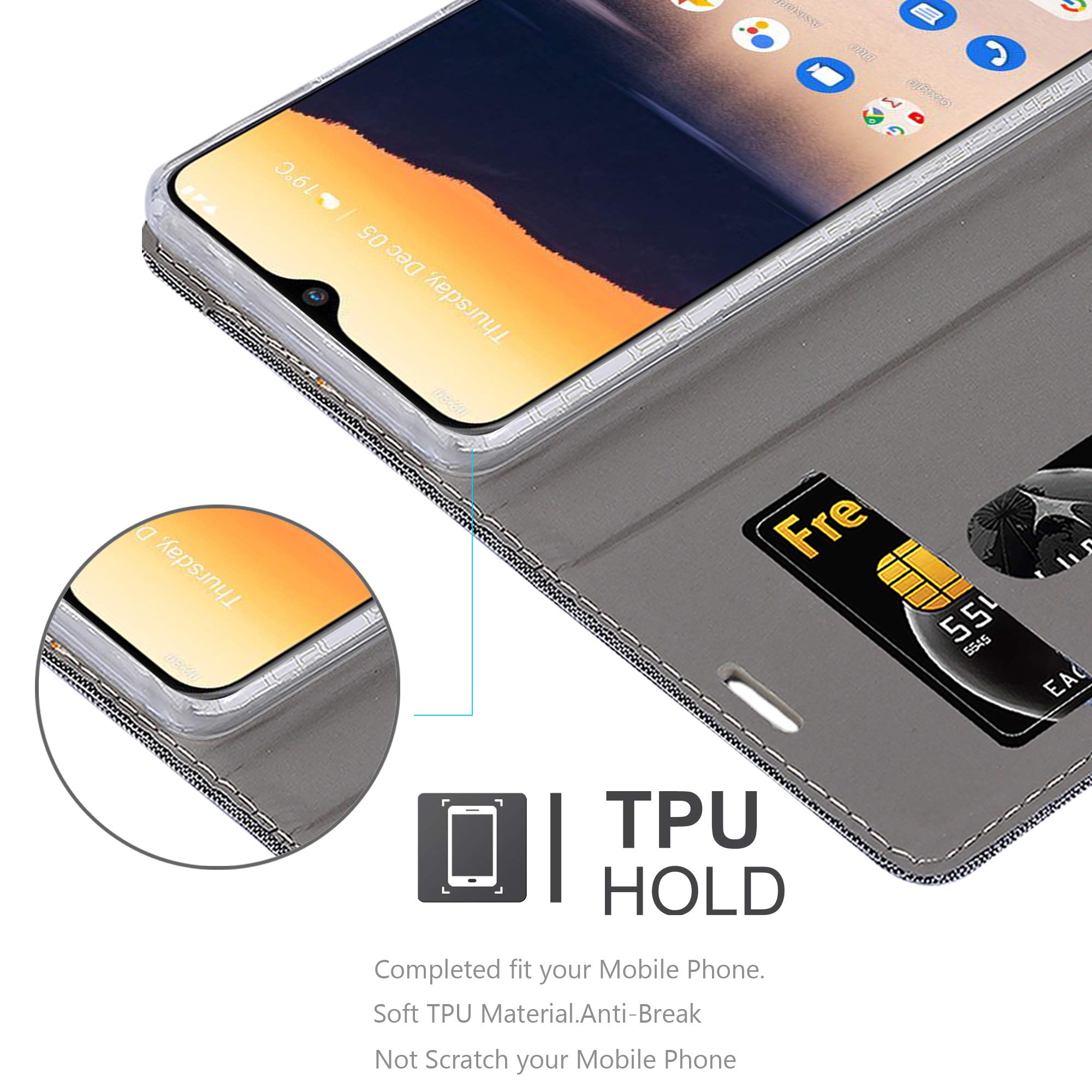 Cadorabo Custodia Libro per Oneplus 8 Pro in GRIGIO NERO - con Vani di Carte, Funzione Stand e Chiusura Magnetica - Portafoglio Cover Case Wallet Book Etui Protezione