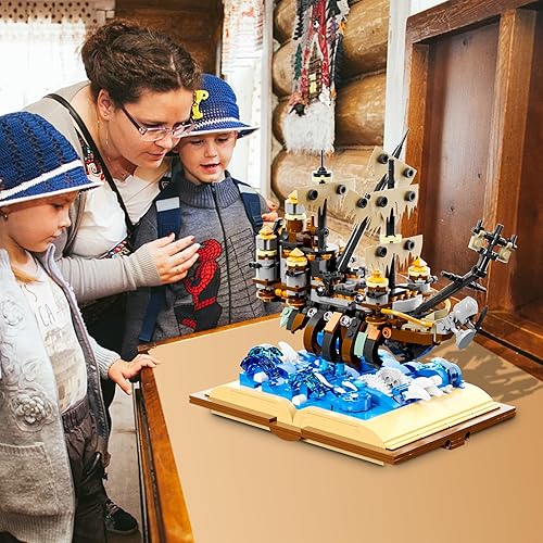 Miniatura 5 de ZYLEGEN Juego de juguetes de construcción de barco pirata para adultos, kit de bloques de construcción de barcos piratas Queen Mary, juegos de