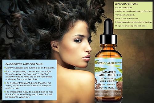 Miniatura 3 de CHATEAU COSMETICS BOTANICAL BEAUTY Aceite de ricino negro jamaicano. Aceite portador prensado en frío 100% puro/natural/virgen/sin refinar. 1