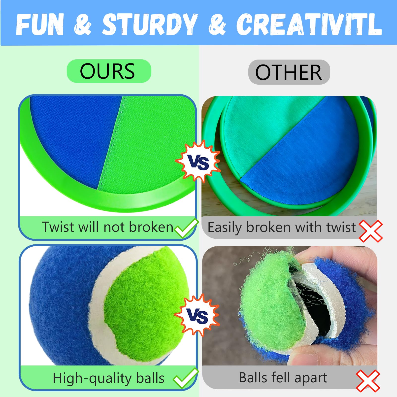 Balle Raquette Scratch Jeux, Jeu Catch Ball and Toss,avec 4 Pagaies et 4 Balles,Raquette De Plage Set pour Famille Extérieur Sport - Achat / Vente raquettes de plage Balle Raquette Scratch Jeux